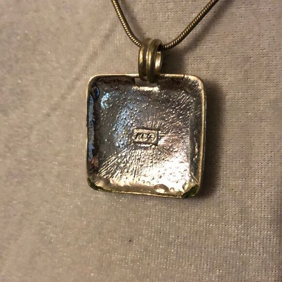 Short Silver Tone Modern Art Sparkly Pendant Artisan Made One of a Kind Piece - Picture 4 of 5
